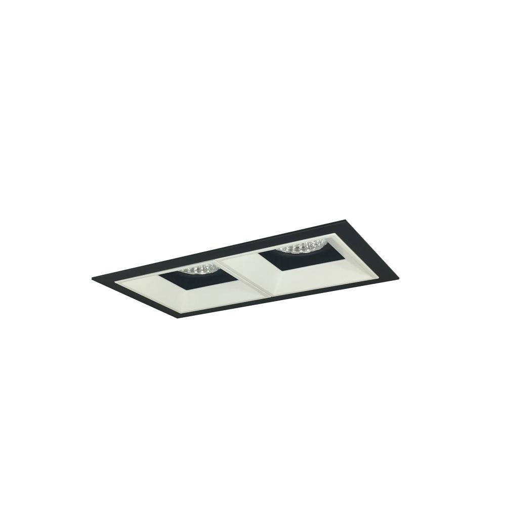 Iolite MLS 2-Head Trim Set, Black Flange, 2700K, 1000lm, Black/MPW Fixed Downlt./Adj. Gimbal Trims