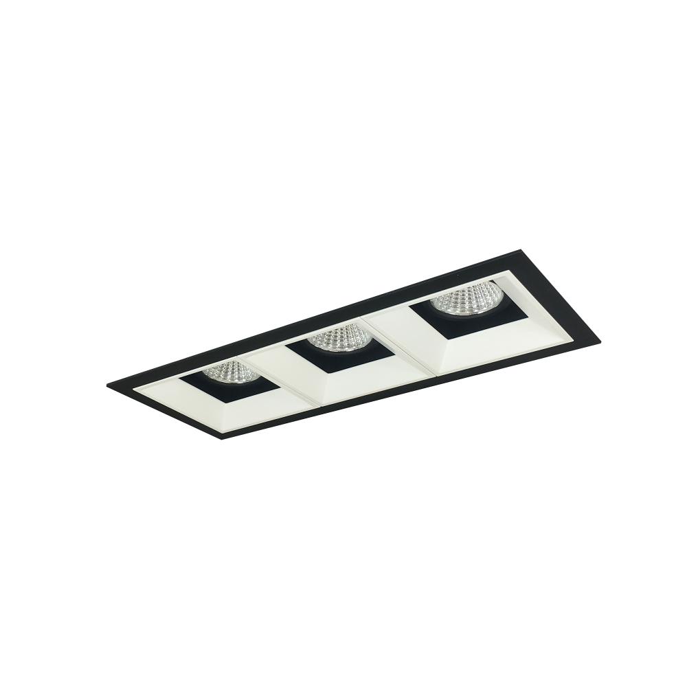 Iolite MLS 3-Head Trim Set, Black Flange, 3500K, 1000lm, Black/MPW Fixed Downlt./Adj. Gimbal Trims