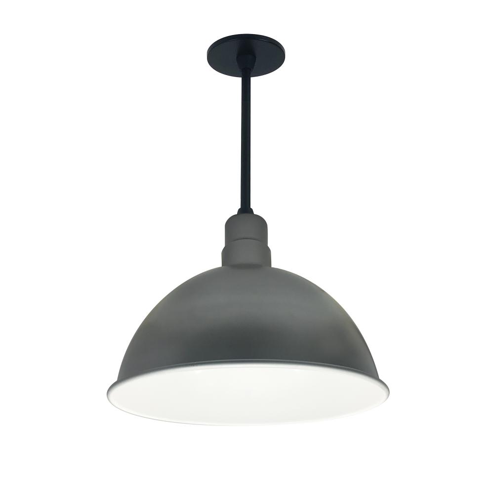 16" RLM 60" Stem Mounted LED Shade, 2500lm, 3000K, Gun Metal/White, 120V 0-10V/Triac/ELV &