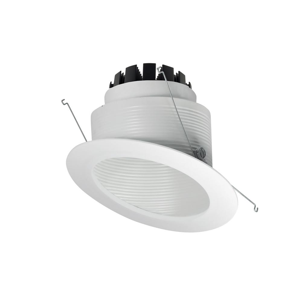 6" Marquise III Round Slope Baffle, 1200lm, 3000K, Flood Optic, White Baffle/White Flange