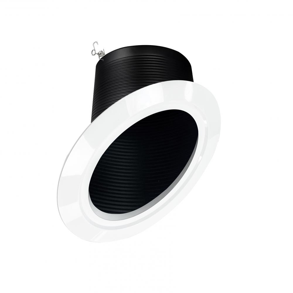 6" Super Sloped Baffle Trim, Black Baffle / White Flange