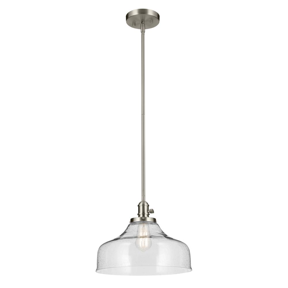 Avery 11.25" 1-Light Bell Pendant with Clear Seeded Glass in Nickel
