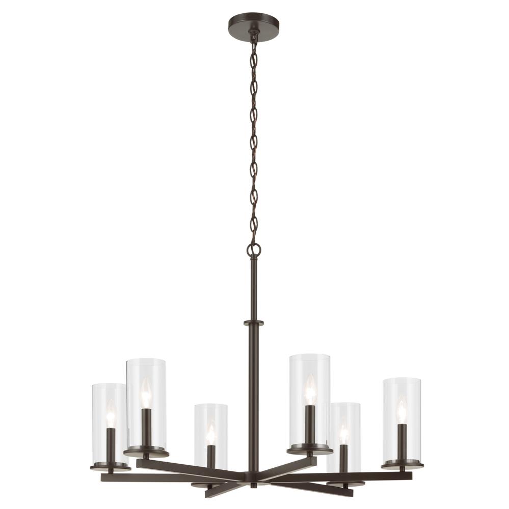Crosby 21.75" 6-Light Chandelier with Clear Glass in Olde Bronze