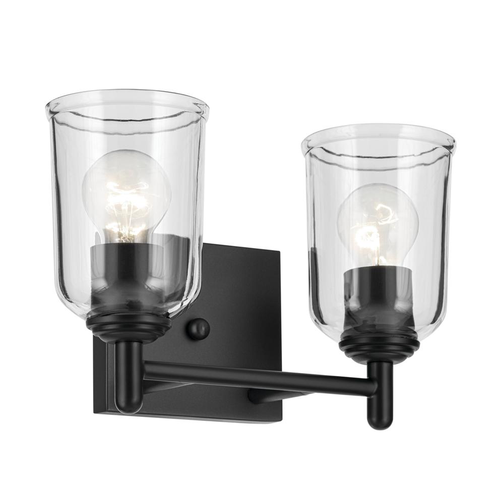 Shailene 12.5" 2-Light Vanity Light with Clear Glass in Black
