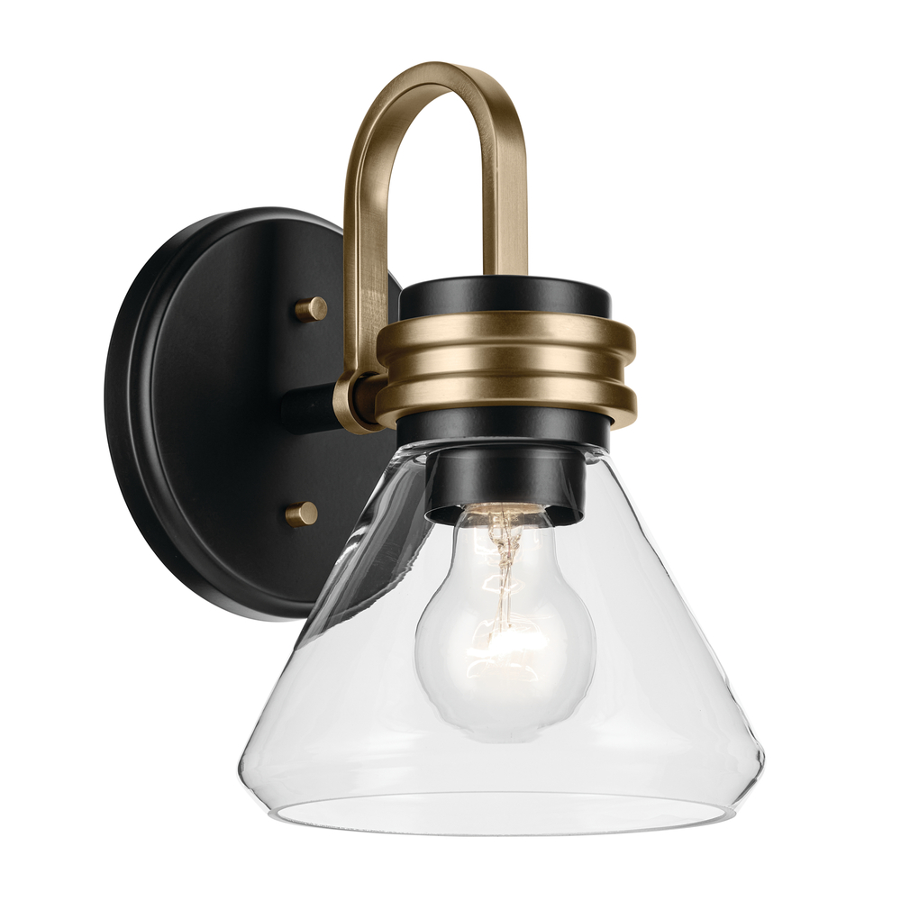 Farum 9.5" 1-Light Wall Sconce with Clear Glass in Black