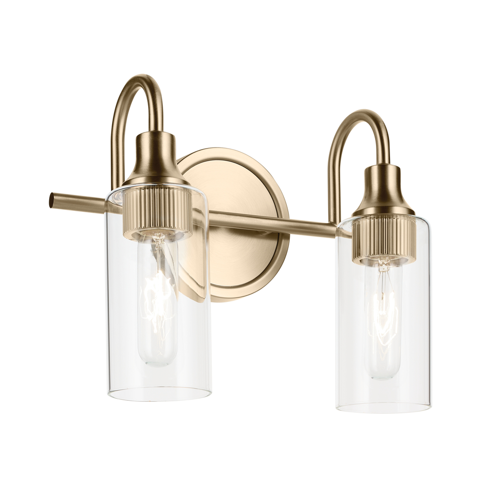 Kavi 12.5" 12.5 2-Light Vanity Light with Clear Glass in Champagne Bronze