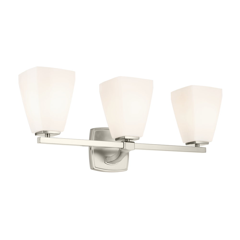 Marant 23.75" 3-Light Vanity Light with Opal Glass in Brushed Nickel