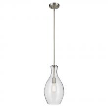 Kichler 42047NICS - Everly 17.75" 1-Light Bell Pendant with Clear Seeded Glass in Brushed Nickel