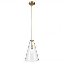 Kichler 42199NBR - Everly 15.25" 1-Light Cone Pendant with Clear Glass in Natural Brass