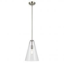 Kichler 42199NI - Everly 15.25" 1-Light Cone Pendant with Clear Glass in Brushed Nickel