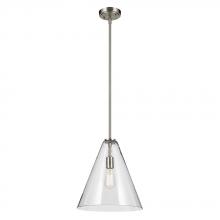 Kichler 42200NI - Everly 15.5" 1-Light Cone Pendant with Clear Glass in Brushed Nickel