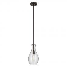 Kichler 42456OZCS - Everly 13.75" 1-Light Bell Pendant with Clear Seeded Glass in Olde Bronze
