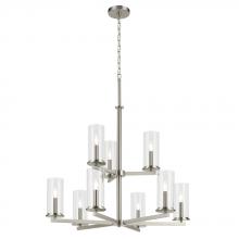 Kichler 44014NI - Crosby 32.5" 9-Light 2-Tier Chandelier with Clear Glass in Brushed Nickel