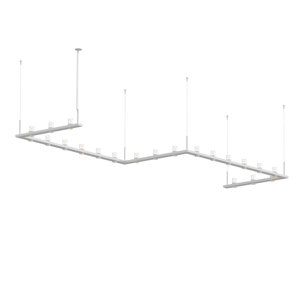 4' x 16' Zig-Zag LED Pendant with Clear w/Cone Uplight Trim