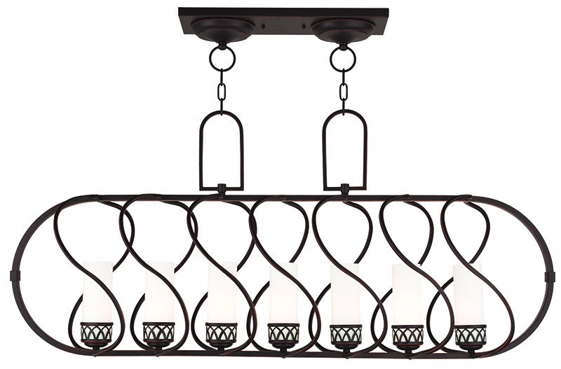 7 Light Olde Bronze Linear Chandelier