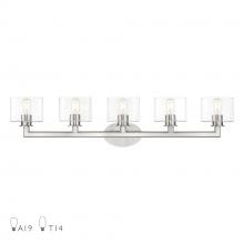 Livex Lighting 17915-91 - 5 Light Brushed Nickel. Extra Large Vanity Sconce with Mouth Blown Clear Glass