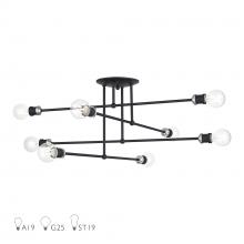 Livex Lighting 47179-04 - 8 Light Black Extra Large Semi-Flush with Brushed Nickel Accents
