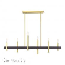 Livex Lighting 49336-12 - 6 Light Satin Brass Extra Large Linear Chandelier with Bronze Accents