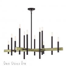 Livex Lighting 49349-07 - 12 Light Bronze Extra Large Foyer Chandelier with Antique Brass Accents