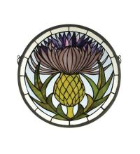 Meyda Green 28436 - 17"W X 17"H Thistle Stained Glass Window