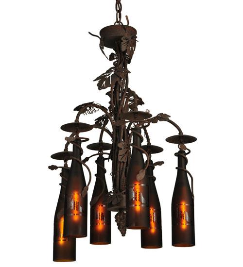 20"W Tuscan Vineyard 6 Wine Bottle Chandelier