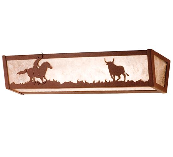 24"W Cowboy & Steer Vanity Light