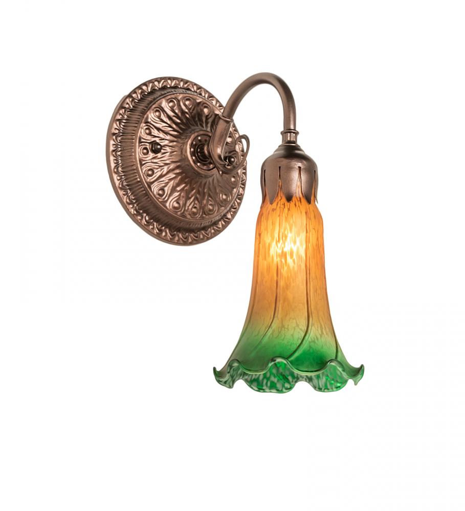 5" Wide Amber/Green Pond Lily Victorian Wall Sconce