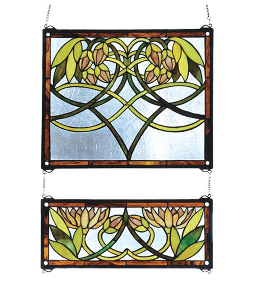 21"W X 26"H Waterlily 2 -Piece Stained Glass Window