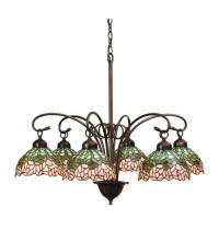 Meyda Blue 18713 - 31" Wide Tiffany Cabbage Rose 6 Light Chandelier