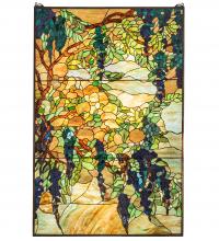 Meyda Blue 230806 - 32" Wide X 48" High Tiffany Wisteria & Snowball Window