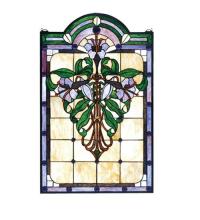 Meyda Blue 67136 - 22"W X 35"H Nouveau Lily Stained Glass Window