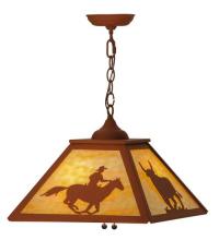 Meyda Blue 74033 - 16"Sq Cowboy & Steer Pendant