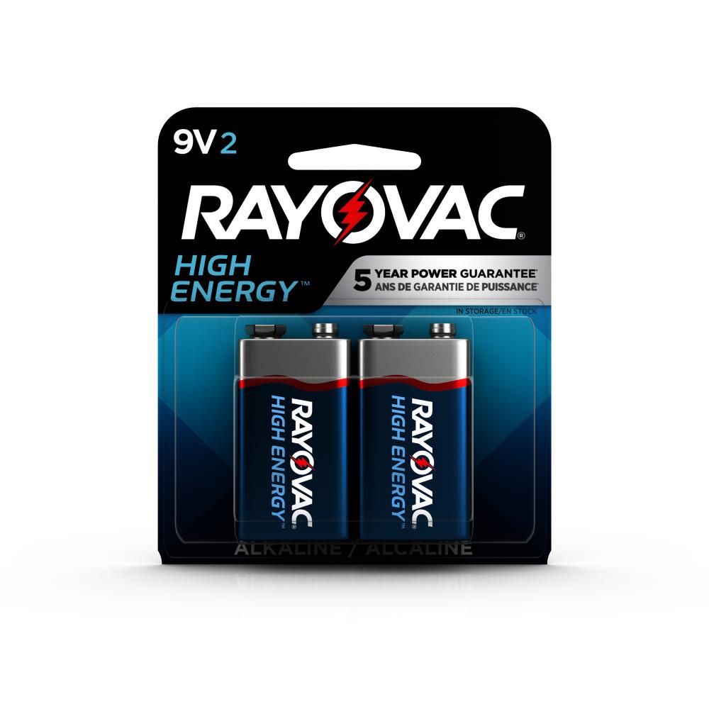 Rayovac High Energy 9V Batteries (2 Pack), Alkaline 9 Volt Batteries