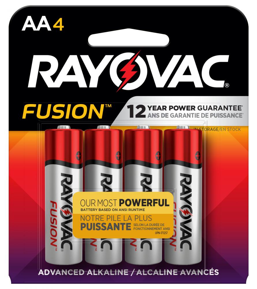 Rayovac Fusion AA Batteries (4 Pack), Double A Alkaline Batteries