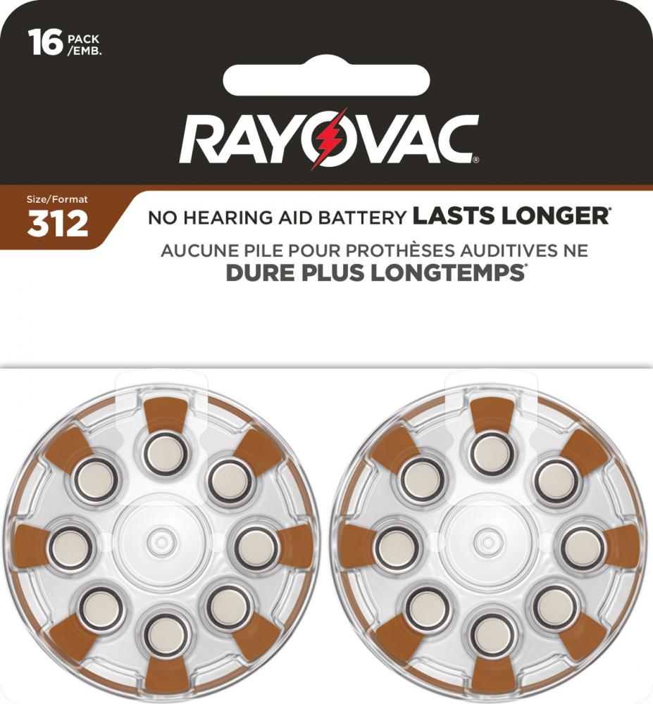 Rayovac Size 312 Hearing Aid Batteries (16 Pack), Size 312 Batteries