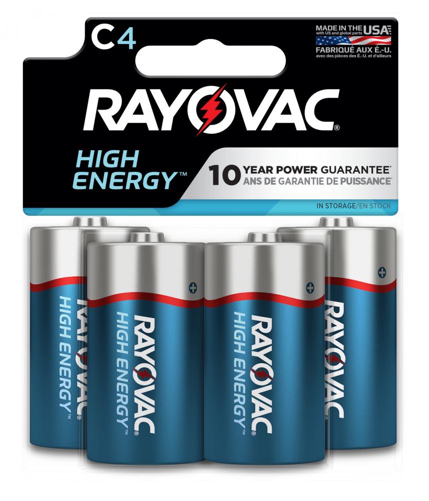 Rayovac High Energy C Batteries (4 Pack), Alkaline C Cell Batteries