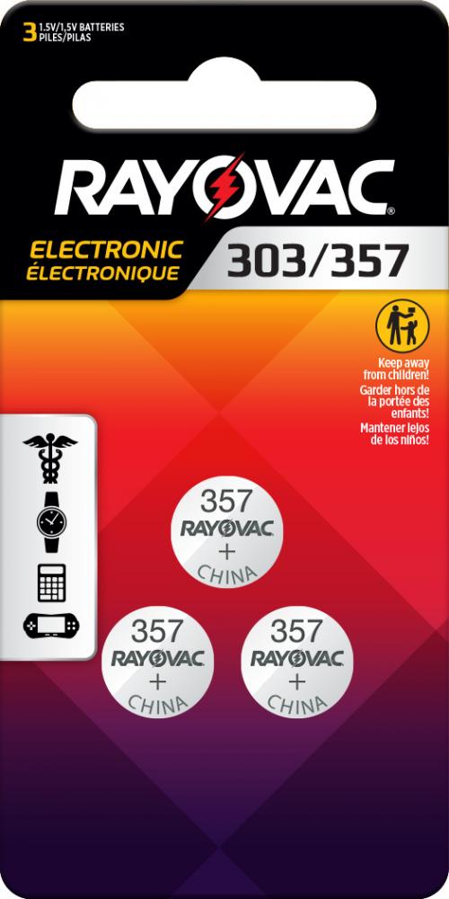 Rayovac Lithium Coin Cell Batteries Size 357, 3 Pack
