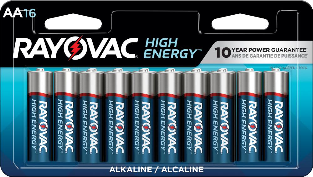 Rayovac High Energy AA Batteries (16 Pack), Double A Alkaline Batteries