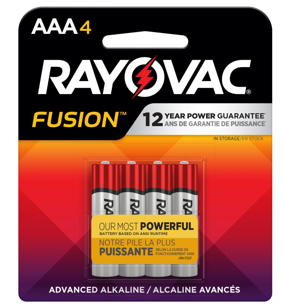 Rayovac Fusion AAA Batteries (4 Pack), Triple A Alkaline Batteries