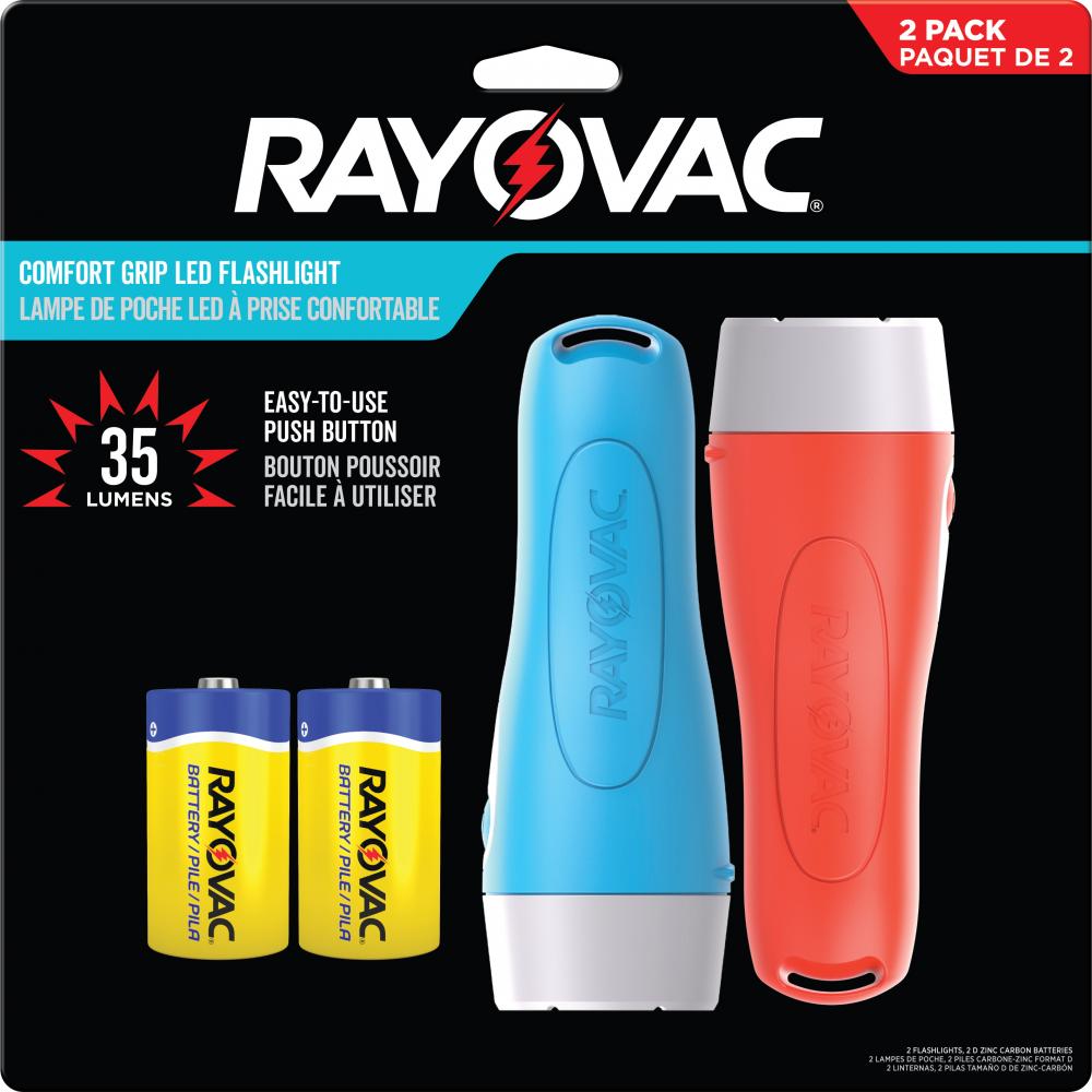 Rayovac Comfort Grip 35 Lumen LED Flashlight, 2 Pack