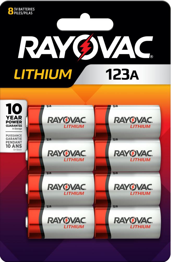 Rayovac Photo Lithium Batteries Size 123A 3V, 8 Pack