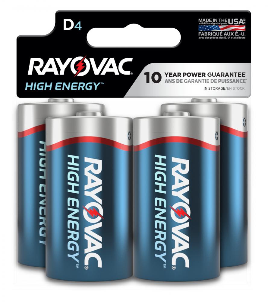 Rayovac High Energy D Batteries (4 Pack), Alkaline D Cell Batteries