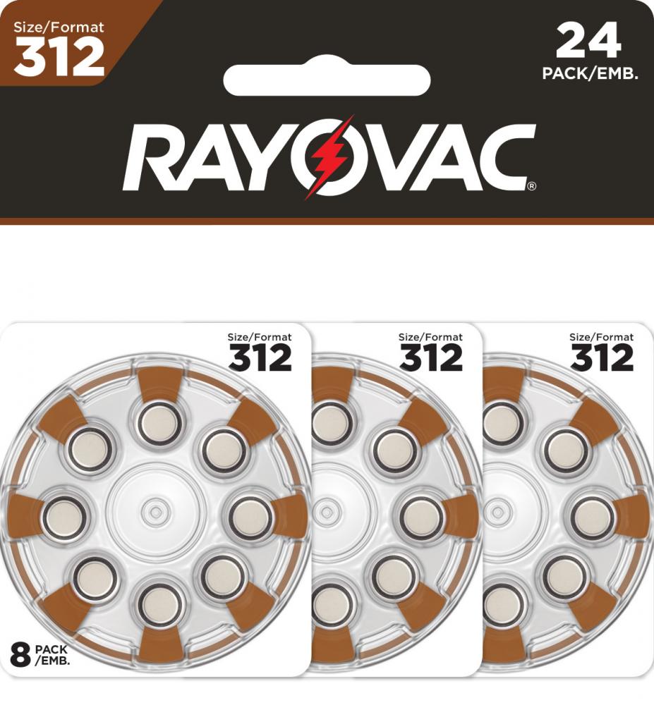 Rayovac Size 312 Hearing Aid Batteries (24 Pack), Size 312 Batteries