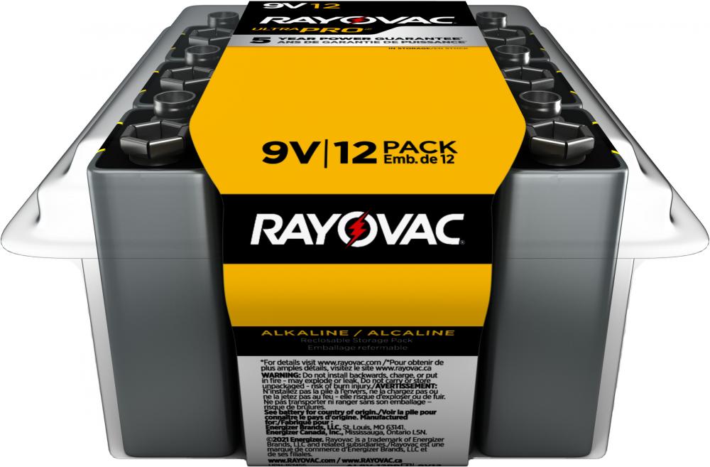 Rayovac Ultra Pro Alkaline 9V Batteries, 12 Pack