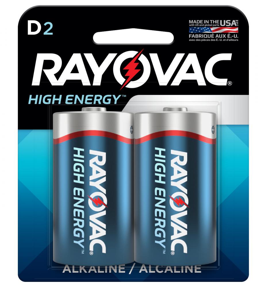 Rayovac High Energy D Batteries (2 Pack), Alkaline D Cell Batteries