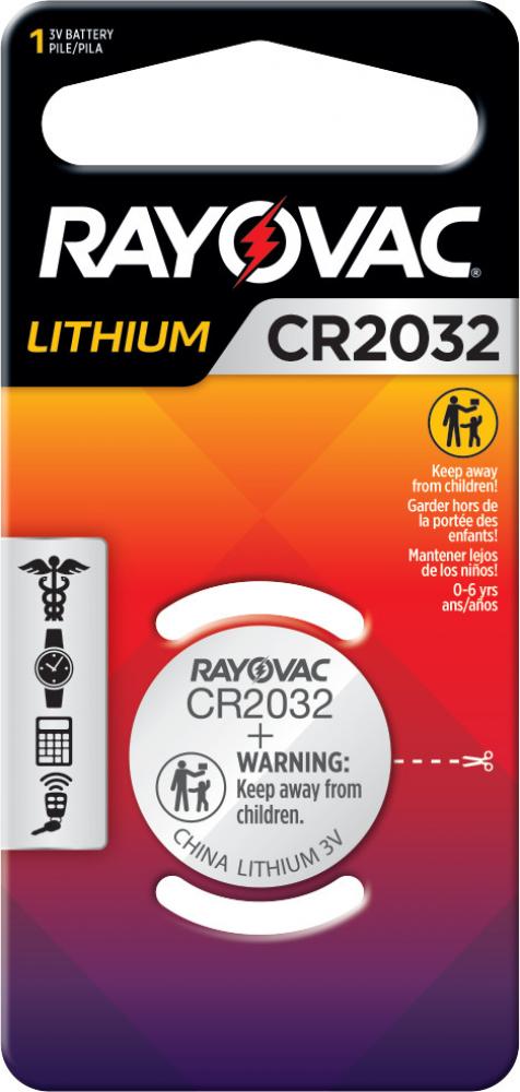 Rayovac Lithium Coin Cell Batteries Size 2032 3V, 1 Pack