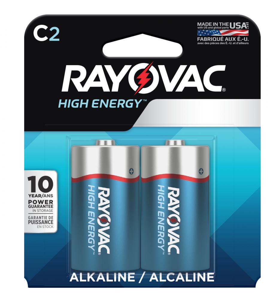 Rayovac High Energy C Batteries (2 Pack), Alkaline C Cell Batteries