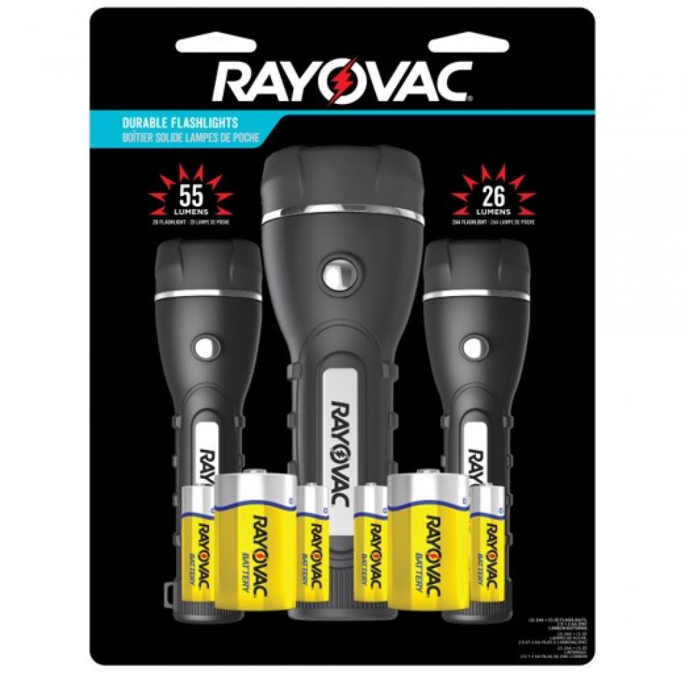 Rayovac Brite Essentials Two AA and Two D Robust Rubberized LED Flashlight Multipack