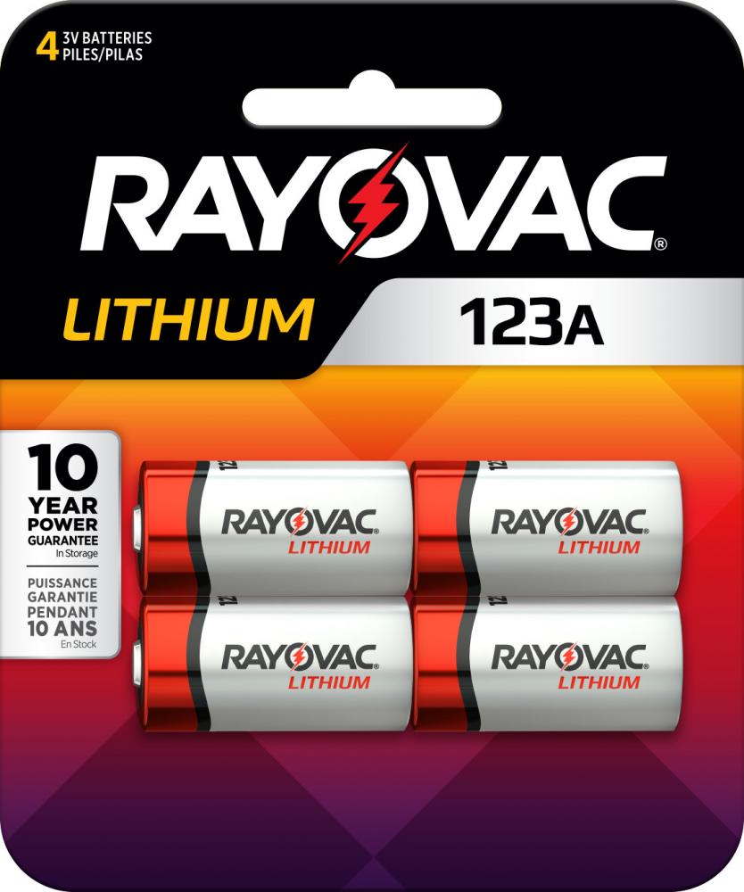 Rayovac Photo Lithium Batteries Size 123A 3V, 4 Pack