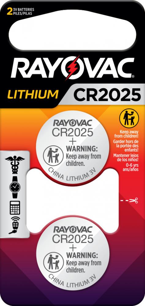 Rayovac Lithium Coin Cell Batteries Size 2025 3V, 2 Pack